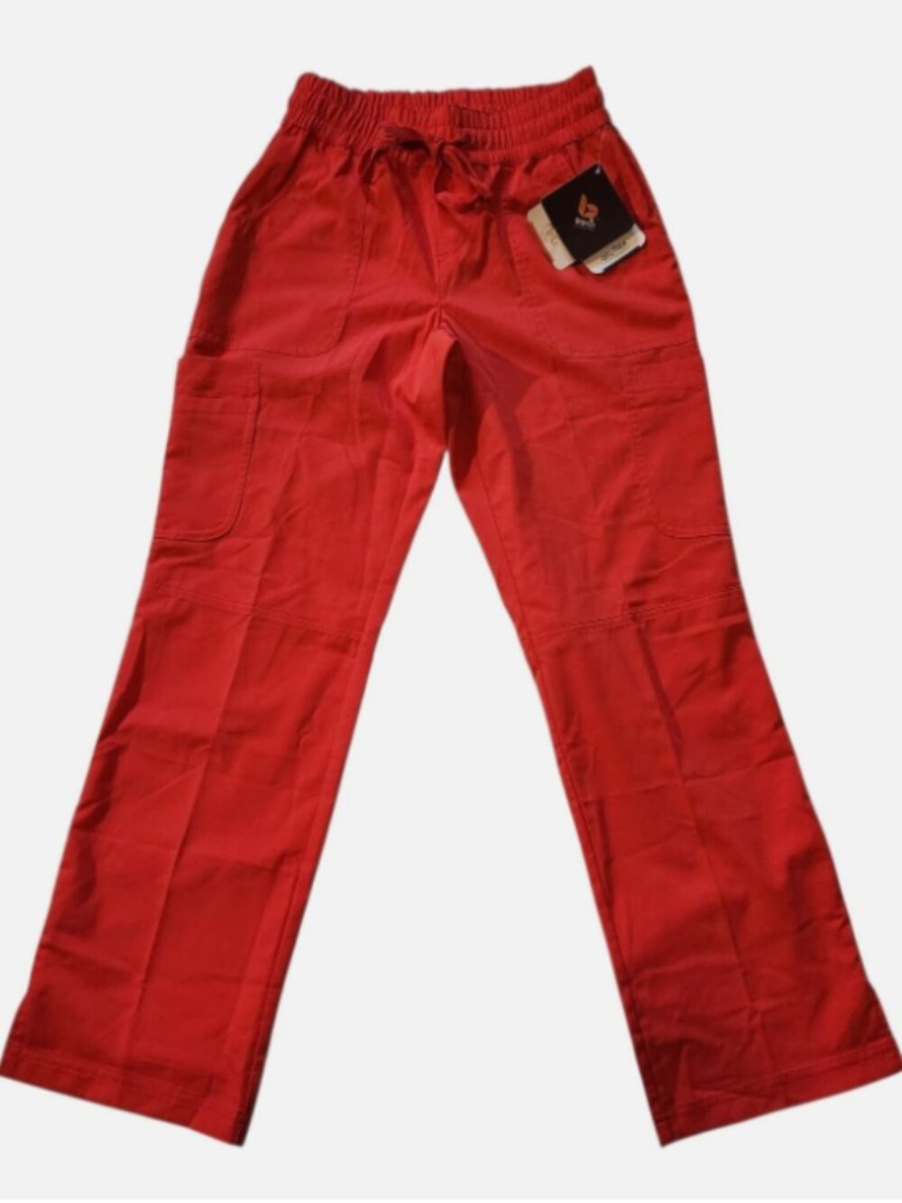 Nrg By Barco Womens Medical Scrub Pants Size XS Red Cargo Pocket Straight Leg